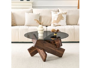 Table basse rond(e) coloris bois foncé VIVRYN 