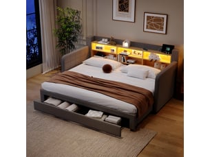 Lit banquette 90x200 cm <strong>MODERNLUXE</strong> <strong></strong> coloris gris
