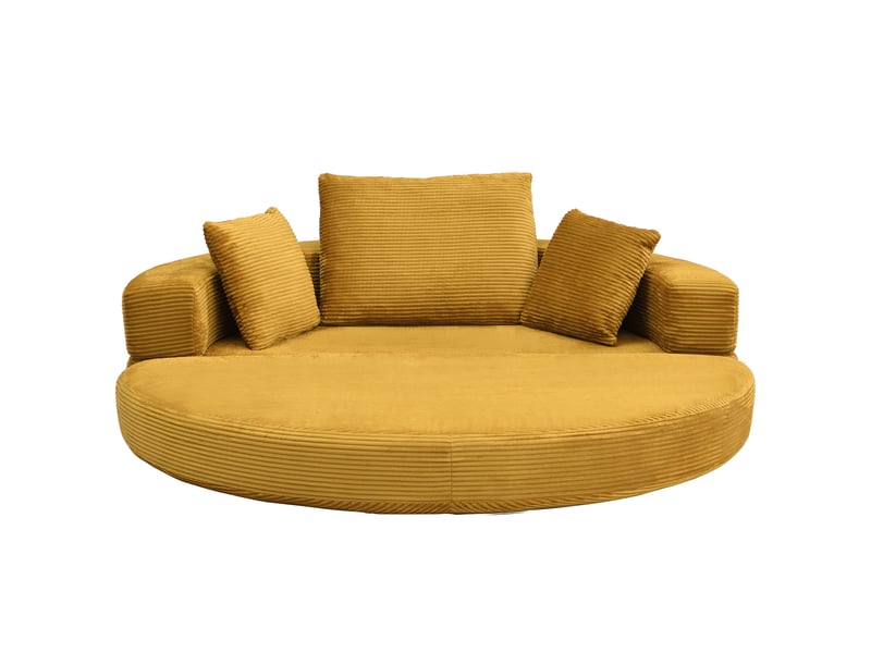  Canapé-lit convertible 2 en 1 en velours côtelé, modèle ovale 173 x 176 cm, canapé pliable avec coussins pour salon ou chambre  - Conforama A