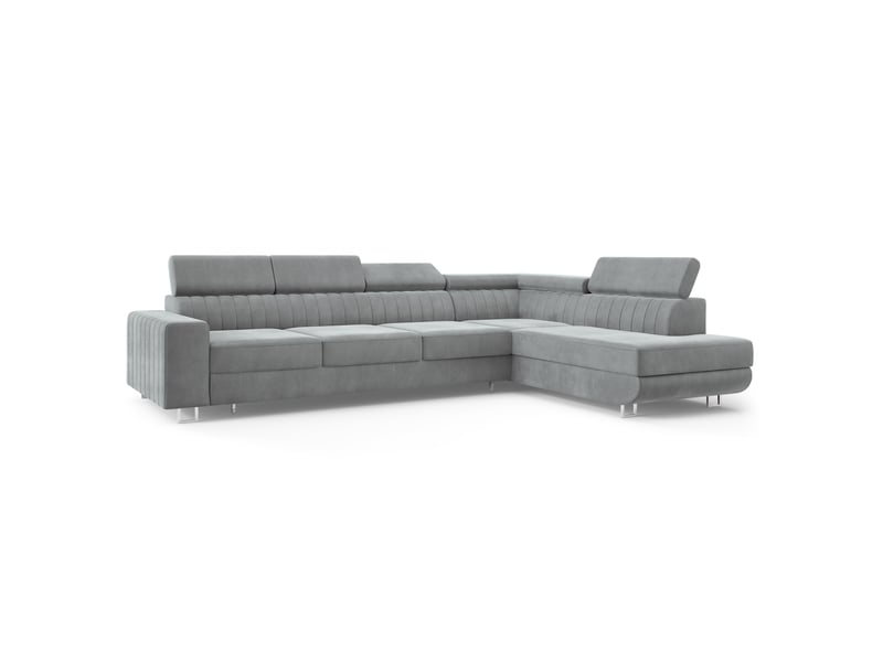  Canapé d'angle hestion, velours gris clair  - Conforama A