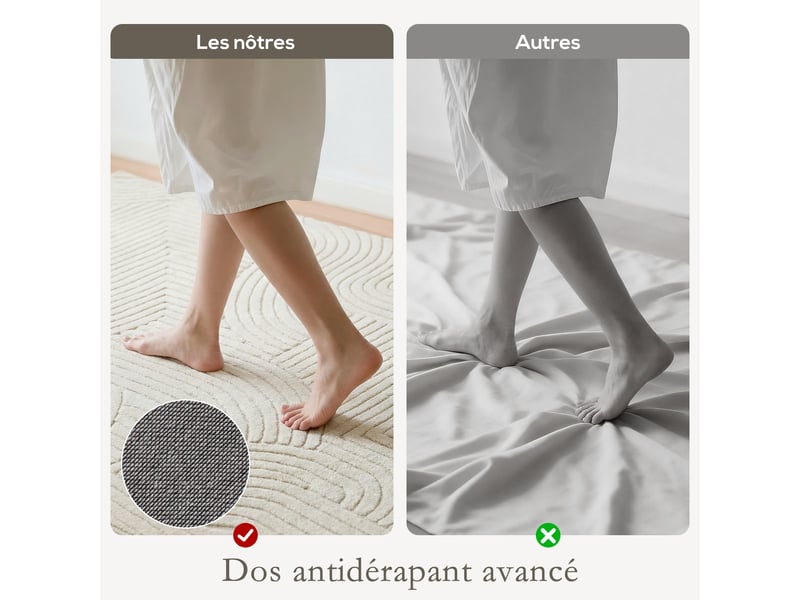  Tapis salon 200 x 140 cm, tapis à poils épais géométrique, crème, moelleux et antidérapant  - Conforama E