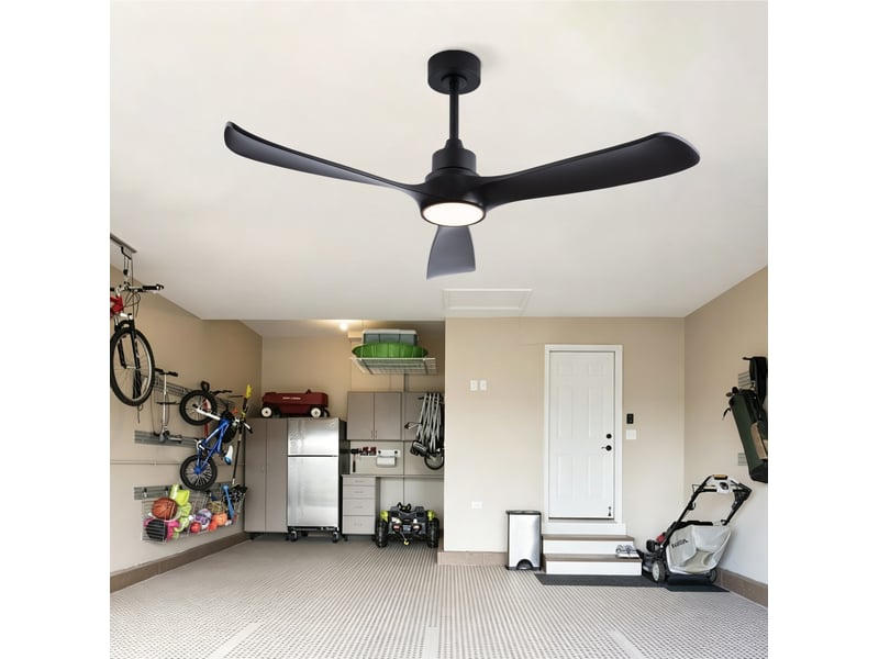  Ventilateur plafond 52 noir avec lumière, télécommande, moteur dc réversible, 3 temps couleur – intext, chambre, salon  - Conforama E