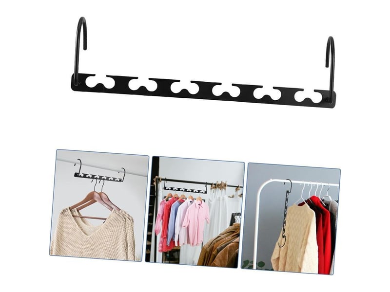  （6pcs）ensemble de 6 cintres en acier inoxydable peu encombrants, design vertical, idéal pour les dortoirs et les petites armoires, avec plusieurs crochets.  - Conforama D