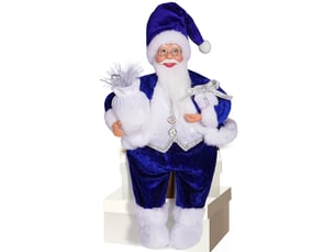 Figurine père noël debout 36cm père noël debout réaliste bleu