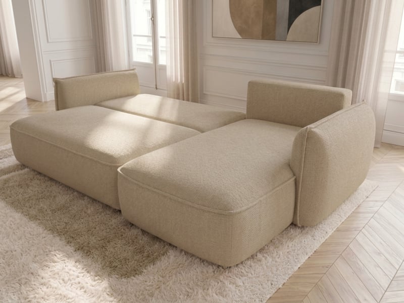  Bobochic canapé d'angle convertible réversible esmee tissu chenille beige  réversible ESMEE - Conforama D