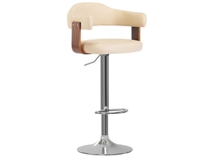 Lot de 2 tabouret de bar, chaise de bar crème bois courbé et similicuir shl16356