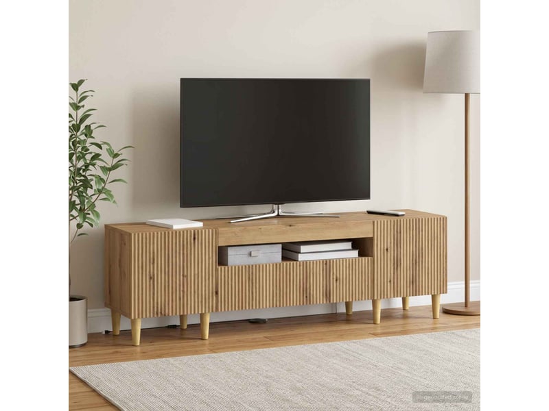  Meuble tv - banc tv - meuble de rangement led chêne artisanal bois d'ingénierie  - Conforama B