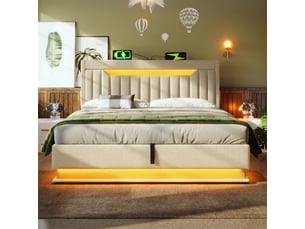 Lit coffre 180x200 cm <strong></strong> <strong></strong> coloris beige