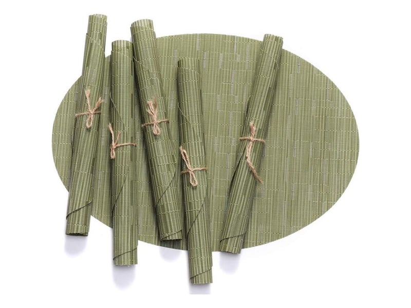  Lot de 6 sets de table ovales en vinyle lavable antidérapant résistant à l'usure et à la chaleur (vert)-fei yu  - Conforama A