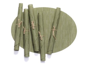 Lot de 6 sets de table ovales en vinyle lavable antidérapant résistant à l'usure et à la chaleur (vert)-fei yu