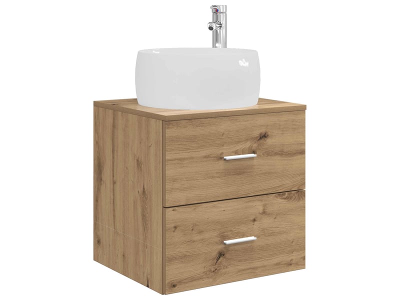  Vanité de lavabo mural, meuble de rangement chêne artisanal 49.5x44.5x66 cm shl8761  - Conforama A