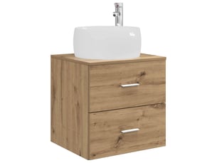 Vanité de lavabo mural, meuble de rangement chêne artisanal 49.5x44.5x66 cm shl8761