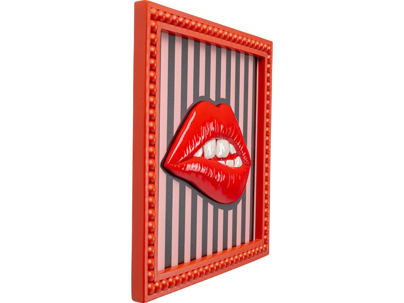  tableau lèvres rouges lignes 25x25cm  - Conforama D