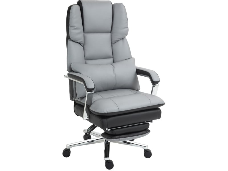  Chaise de bureau ergonomique réglable gris clair et noir, inclinable à 160° avec repose-pieds extensible  - Conforama A