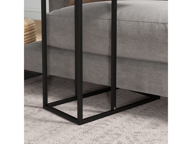  Table basse 50x30x60, piètement acier noir petite table basse, design c, sous canapé  - Conforama D