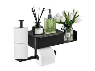 Porte papier toilette, toilette mural sans perçage avec étagères et boîte à lingettes humides, support 2 rouleau pour salle de bain cuisine