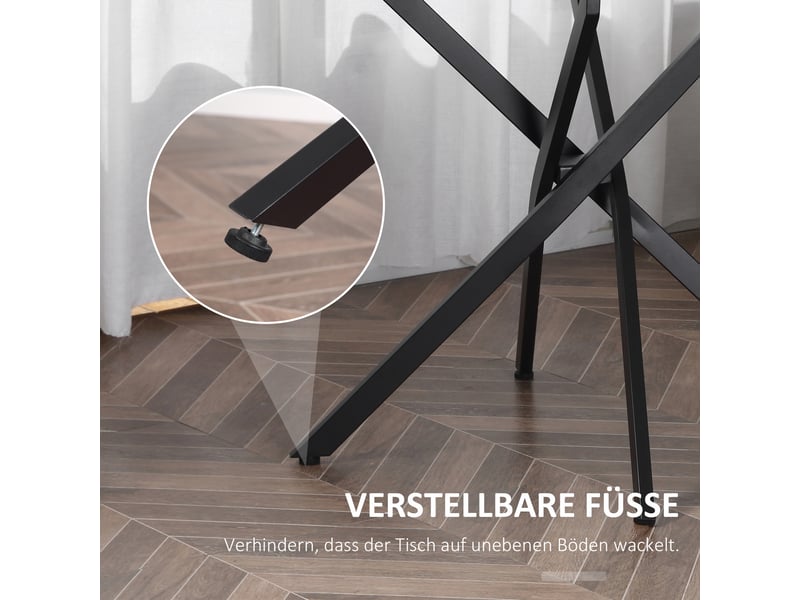 Table basse ronde avec plateau en verre trempé et pieds croisés en acier, pour salon, 80×80×75 cm, noir - Conforama E