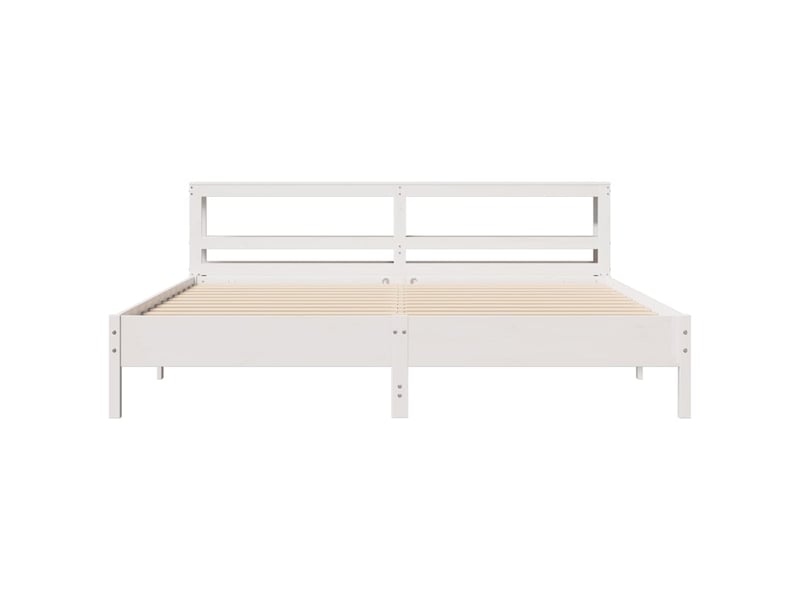 Lit double- lit adulte -  cadre de lit sans matelas blanc 180x200 cm bois massif de pin  - Conforama C