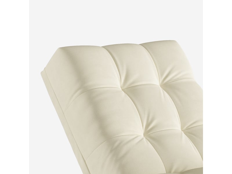 Chaise longue capitonnée design classique en chenille chamonix - blanc cassé  - Conforama D