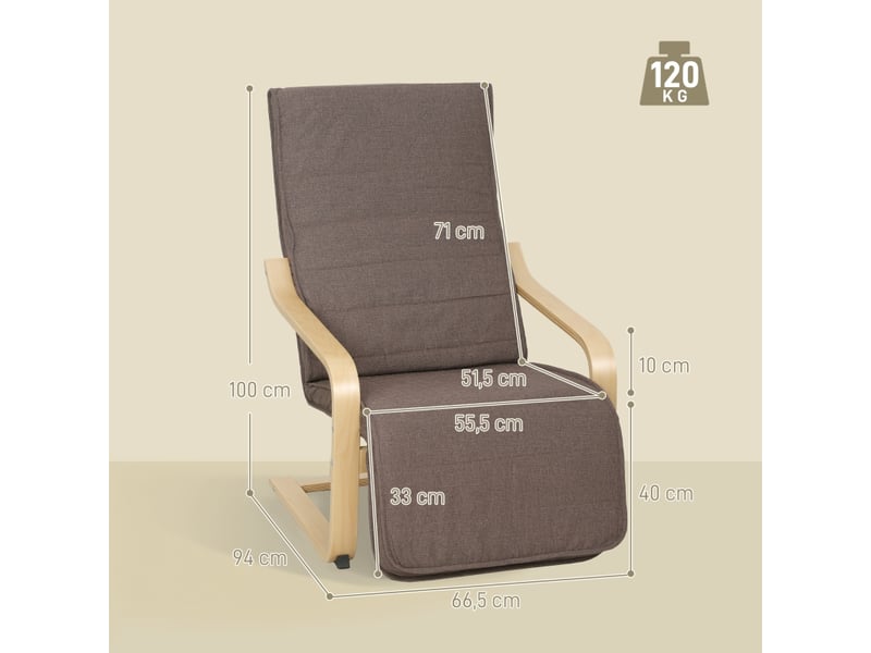  Fauteuil relax 73x86x100 cm inclinable à 145°, poches latérales, polyester blanc crème  - Conforama E