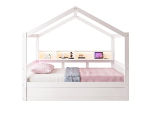 Lit cabane 140x200 cm LEYTN   coloris blanc