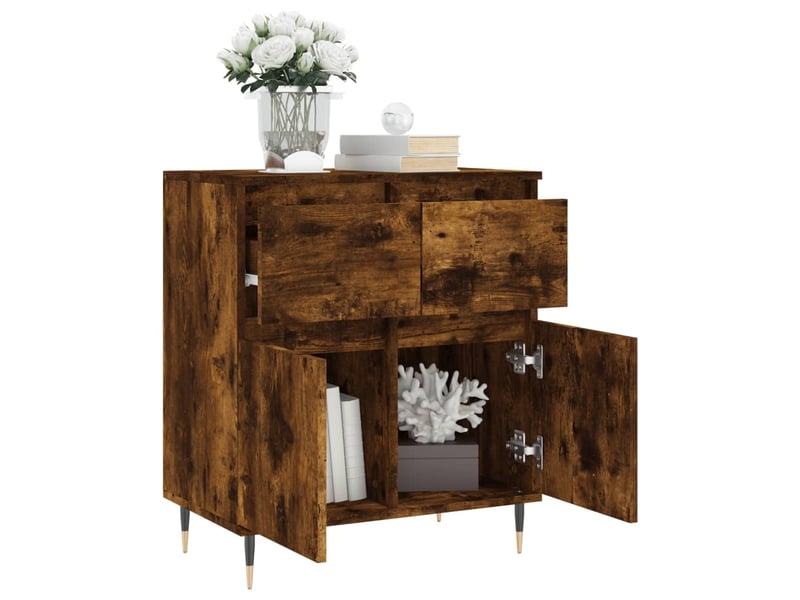  Buffet - bahut - meuble de rangement chêne fumé 60x35x70 cm bois d'ingénierie  - Conforama D