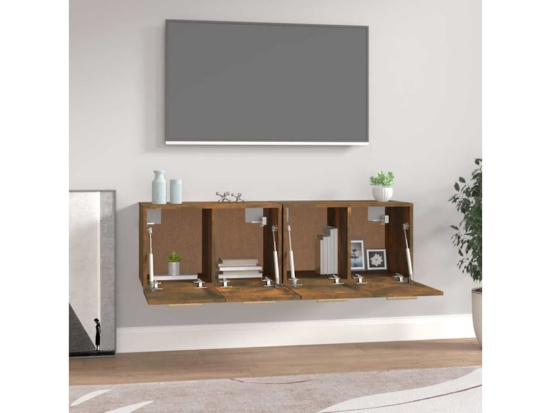  Armoires murales 2 pcs salon chêne fumé 60x36,5x35cm bois d'ingénierie  - Conforama C