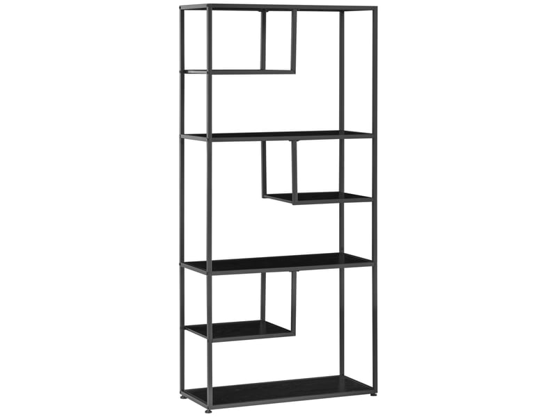  Bibliothèque étagère de rangement à 7 niveaux cadre en acier style industriel 83 x 34 x 180 cm noir  - Conforama A