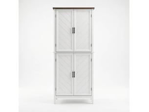 Buffet de cuisine haut avec 4 portes, 6 niveaux et 4 étagères réglables, blanc
