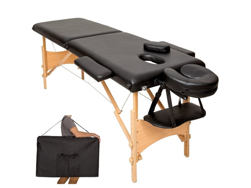  Table de massage 2 zones avec sac de transport noir 08_0000464  - Conforama A