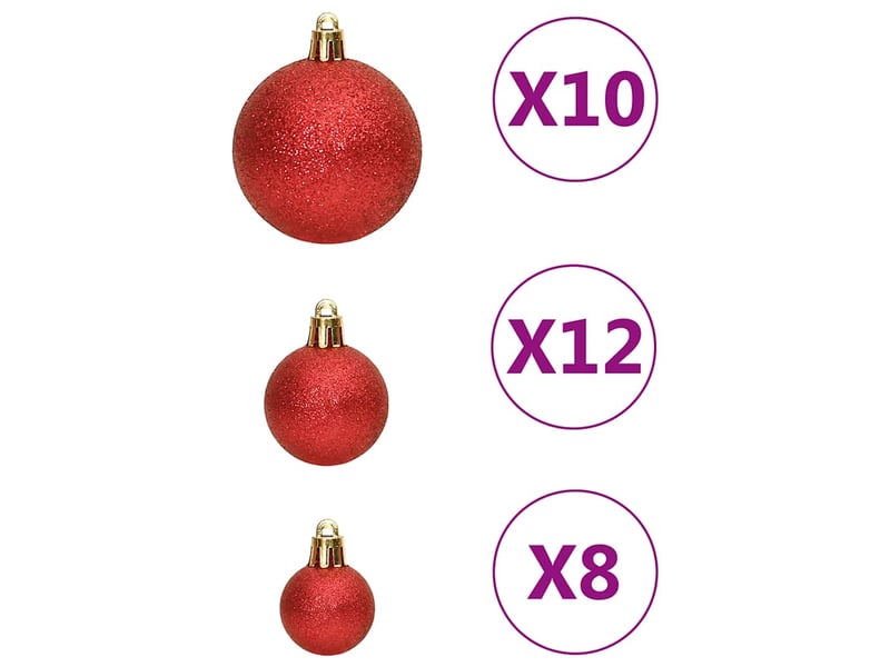  Ensemble de boules de noël 111 pièces rouge polystyrène  - Conforama E