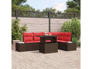 Vidaxl ensemble de canapé de jardin avec coussin 6 pcs marron et rouge