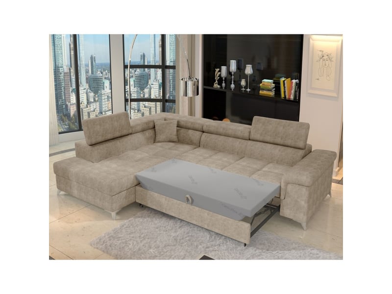  Canapé d'angle convertible palazzo 4 places beige – angle gauche avec coffre  - Conforama B