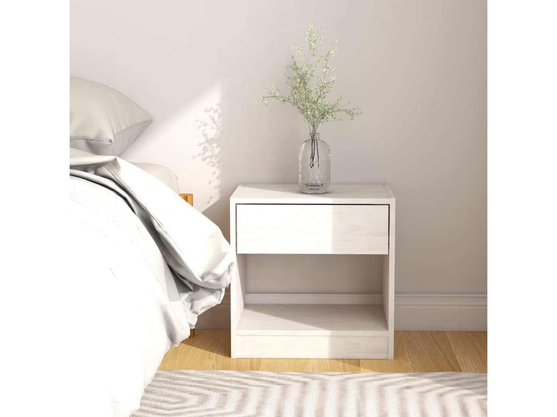  Lot de 2 tables de chevet - cabinet de chevet - table de nuit blanc 40x31x40 cm bois de pin massif  - Conforama B