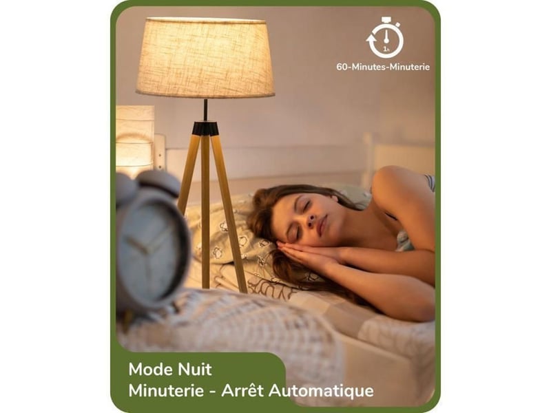  Lampadaire trépied bois massif abat-jour lin télécommande et pédale e27 dimmable 370618_AAAYF01649_6_DROPFR - Conforama D