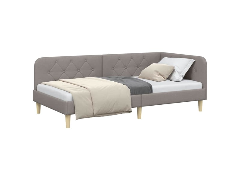 Lit simple- lit adulte - cadre de lit d'angle taupe 100 x 200 cm tissu - Conforama B
