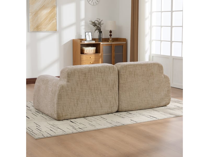 Canapé modulable, canapé de salon, en tissu chenille, kaki clair, mousse haute résilience 30d, facile à déplacer, base antidérapante  - Conforama R