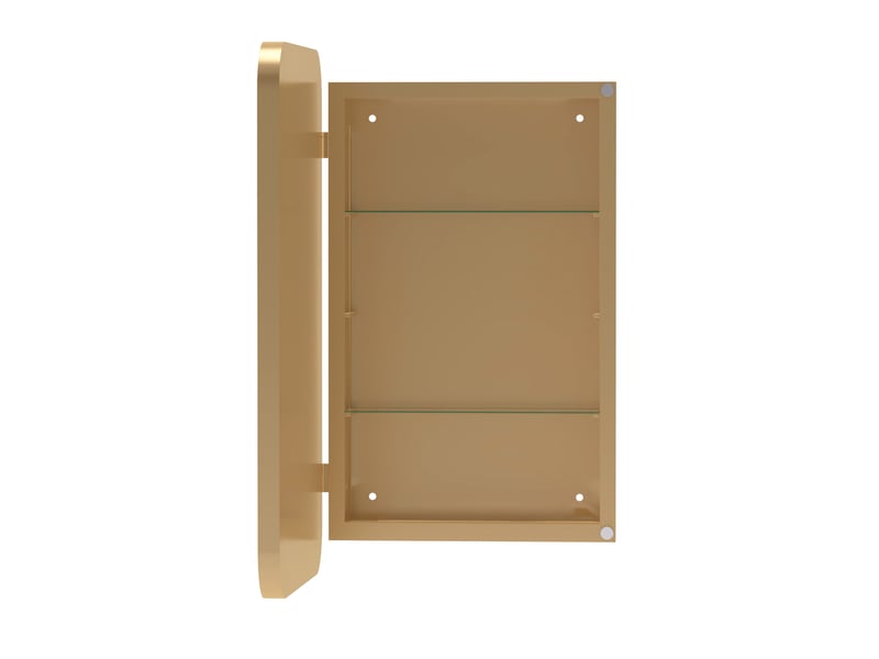  Armoire miroir murale rectangulaire dorée, étagères réglables, rangement  - Conforama E