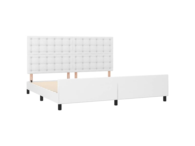 Lit double- lit adulte - cadre de lit sans matelas blanc 200x200 cm similicuir - Conforama C