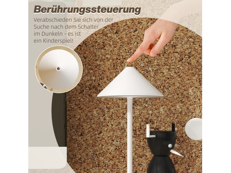  Lot de 2 lampes de table led 15x31,5 cm 3 couleurs de lumière usb a+c à toucher métal blanc  - Conforama D