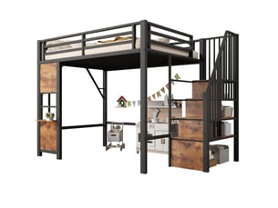 Lit mezzanine 140x200 cm <strong>HAUSS SPOLE</strong> <strong></strong> coloris noir