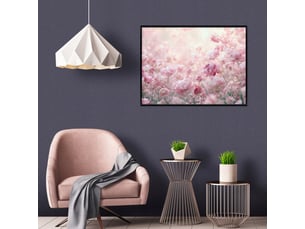 Tableau avec cadre impression sur toile fleurs pivoines rose - 90x60 cm - tableau avec cadre chambre et salon
