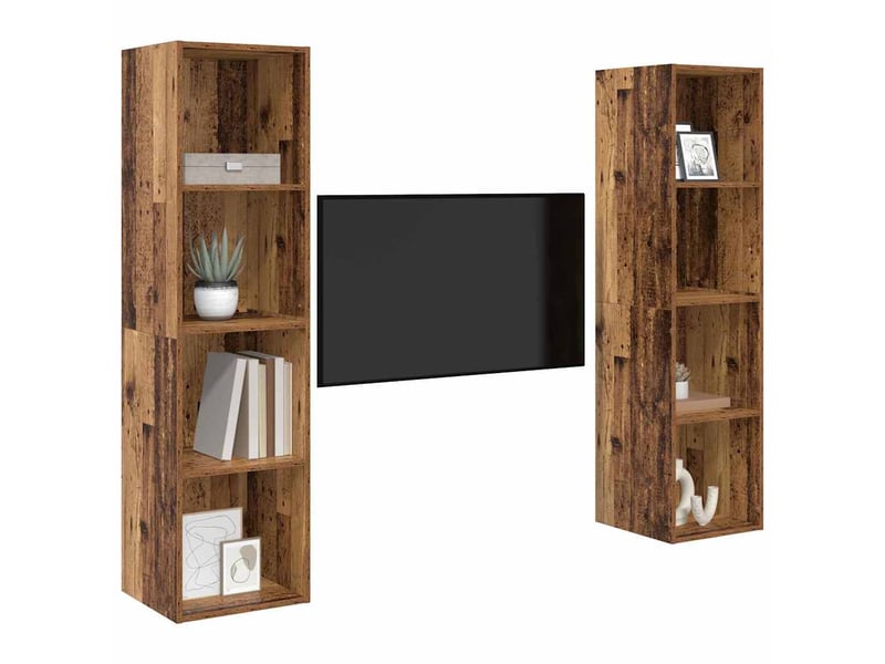  Ensemble meuble tv - banc tv - meuble de rangement 2 pcs marron bois d'ingénierie  - Conforama C