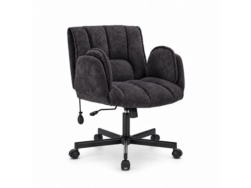 Fauteuil ergonomique tissu accoudoirs rabattables, coussin lombaire gonflable, assise large, pivot 360° 150kg-noir - Conforama A