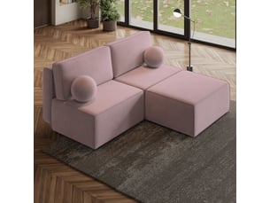 Canapé d'angle réversible convertible <strong>MASSENO</strong> <strong></strong> 3 places Velours violet avec coffre de rangement