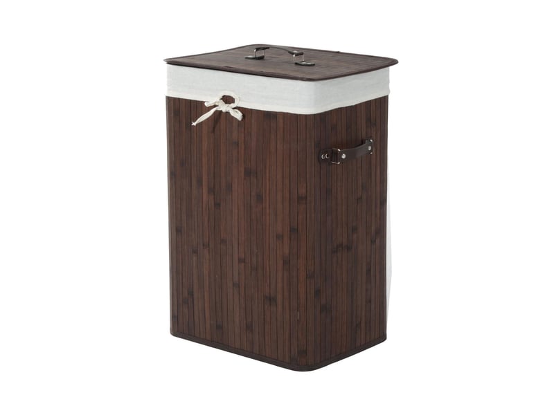  Panier à linge 72 l avec couvercle en bambou marron foncé 40 x 30 x 60 cm  - Conforama A