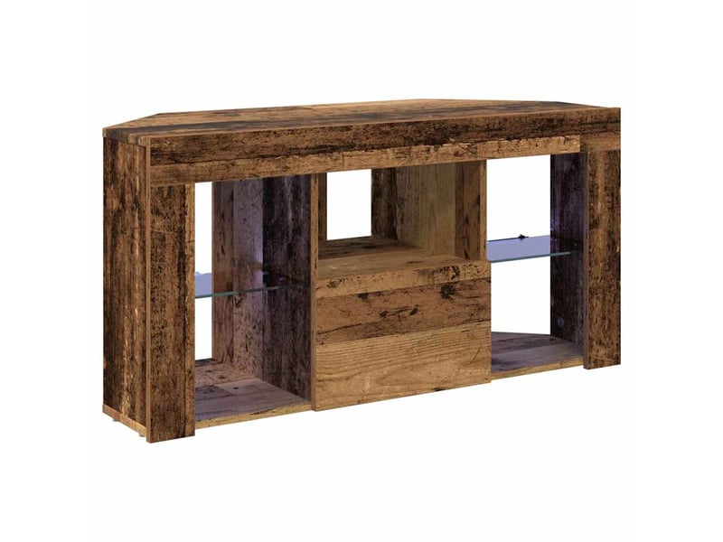Meuble tv led d'angle 100x40x50 cm bois ancien - Conforama A