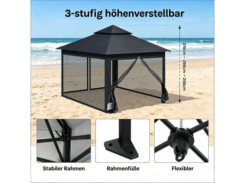  Pergola - avec rangement - imperméable - ferplastique - anthracite - pour jardin et extérieur 300x300x276cm - Conforama D