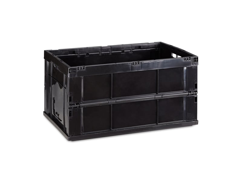  Boîte de transport pliable empilable 31,5 x 58,5 x 40 cm capacité 60 litres ergonomique en polypropylène noir 13_0006028  - Conforama A