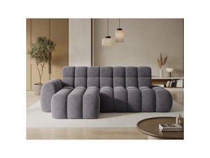 Canapé d'angle convertible bulla 3 places gris – tissu effet alcantara avec extension d'assise électrique